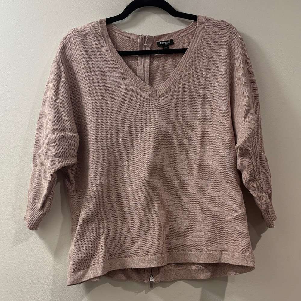 Express |‎ V-Neck Sweater in Soft Pink Glittery